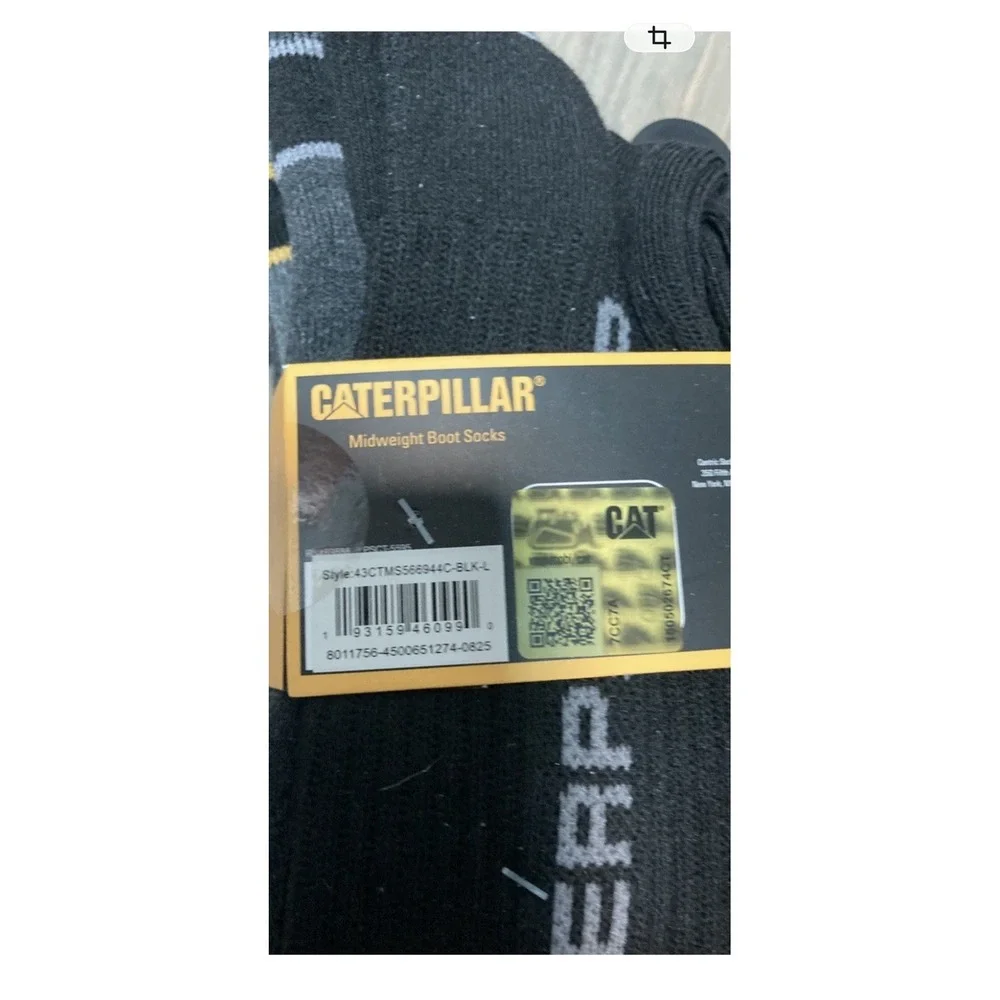 Caterpillar CAT Mens Midweight Boot Crew Socks 8 Pair Size 8-12 Black